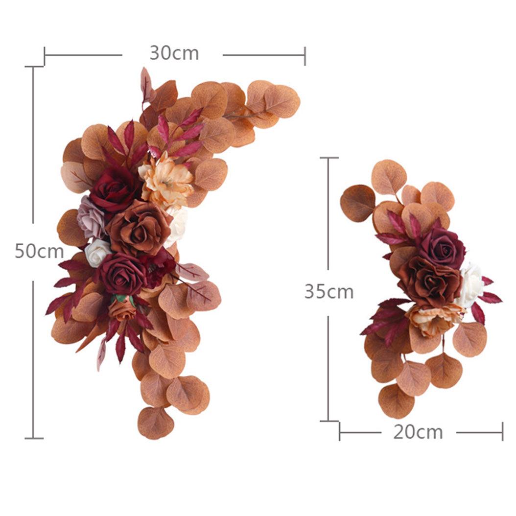 Simulated Autumn Rose Eucalyptus Leaf Silk Flower Wedding Welcome Sign Flower Art Guide Sign Prop
